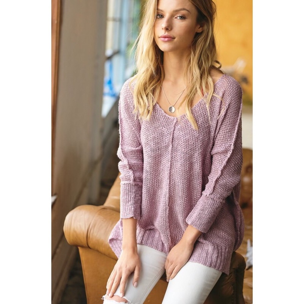 Corey Lightweight Tunic Sweater - Lavender - Picture 3 of 5